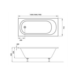 Royal Anna Stl badekar 160x71cm
