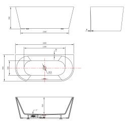 Tajo Fritstende badekar 180x80cm