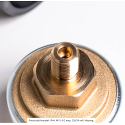 Pressostat komplet. IP44. M10. 6/2 amp. 250/24 volt. Messing