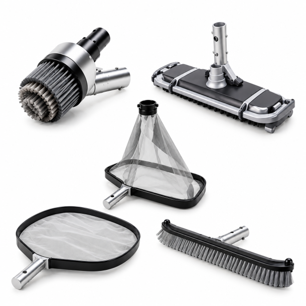Deluxe Pooltilbeh�r i alu, sort &amp; gr�