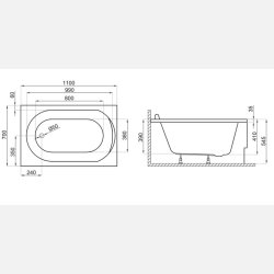 Royal Mini badekar 110x70 cm