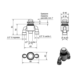 Komplet omskifter til badekar og spabade  26 mm