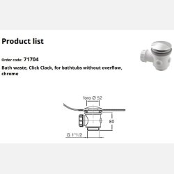 Click-Clack bundventil til badekar uden overlb