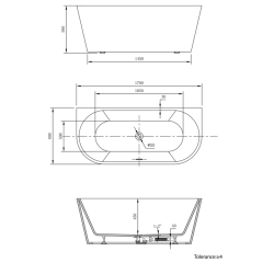 Tajo Fritstende badekar 170x80cm