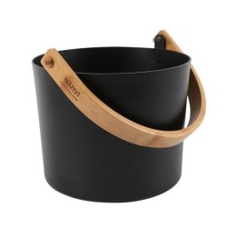 Saunaspand i sort aluminium med birk hndtag